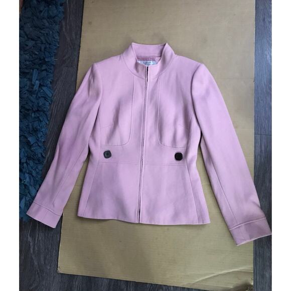 Tahari Arthur Levine Pink Zip Jacket 4 Corporate Siren Classic Preppy Minimalist - Picture 3 of 9